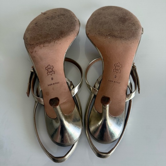 Tory Burch Penelope Slingback Sandal Mirror Metallic Gold Size 9 - Picture 12 of 13